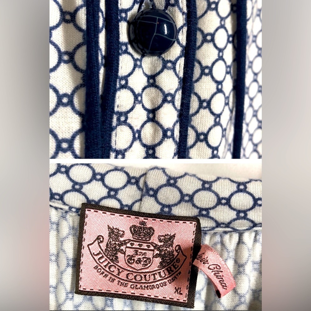 Juicy Couture Navy and White Patterned Top